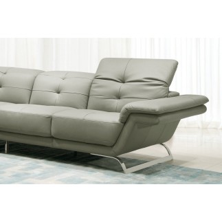 Canapé d'angle en cuir luxe italien 5 places MODERNI, beige, angle gauche