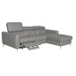Canapé d'angle en cuir italien de luxe 5 places BOTERO, avec relax électrique, gris clair, angle droit