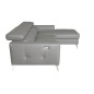 Canapé d'angle en cuir italien de luxe 5 places BOTERO, avec relax électrique, gris clair, angle droit