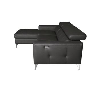 - Canapé d'angle en cuir italien de luxe 5 places BOTERO, avec relax électrique, chocolat, angle gauche