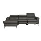 - Canapé d'angle en cuir italien de luxe 5 places BOTERO, avec relax électrique, chocolat, angle gauche