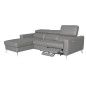 Canapé d'angle en cuir italien de luxe 5 places BOTERO, avec relax électrique, gris clair, angle gauche