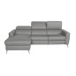 Canapé d'angle en cuir italien de luxe 5 places BOTERO, avec relax électrique, gris clair, angle gauche