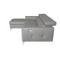 Canapé d'angle en cuir italien de luxe 5 places BOTERO, avec relax électrique, gris clair, angle gauche