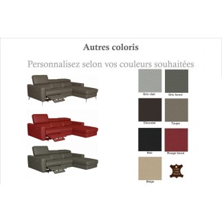 Canapé d'angle en cuir italien de luxe 5 places BOTERO, avec relax électrique, personnalisée, angle droit