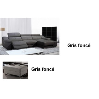 2eme paiement de la commande: Canapé d'angle double relax en cuir de buffle italien de luxe 5 places birelax, gris foncé, angle