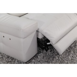 Canapé d'angle double relax en cuir de buffle italien de luxe 5 places BiRELAX, blanc, angle gauche