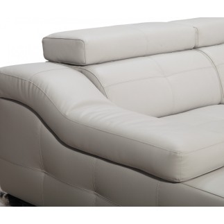 Canapé d'angle double relax en cuir de buffle italien de luxe 5 places BiRELAX, blanc, angle gauche