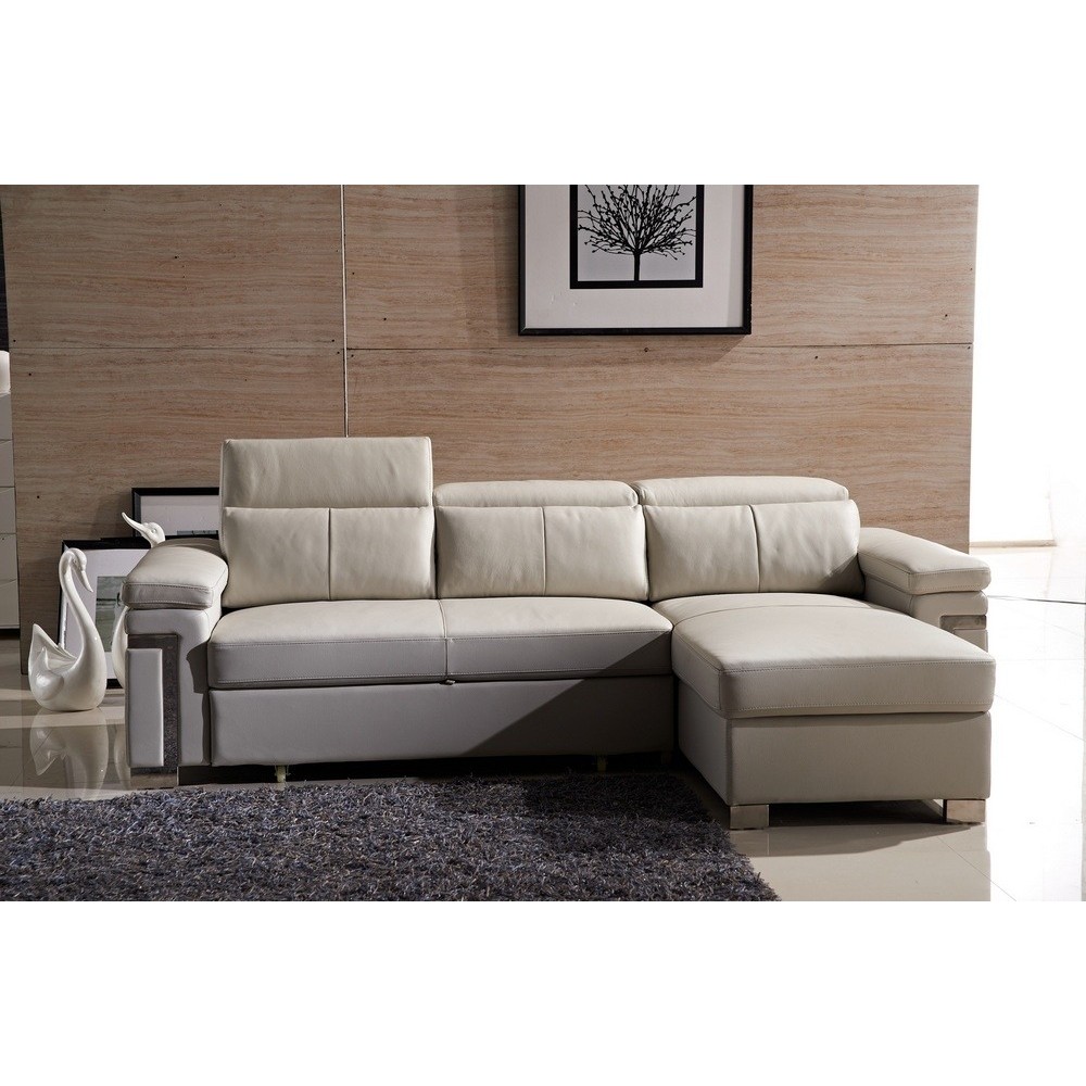 2EME paiement de la commande: Canapé d'angle convertible cuir buffle italien 5 places, allure, beige, angle droit, 6x sans frais