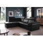 - Canapé d'angle convertible en cuir italien de luxe 5/6 places TONY, avec coffre, noir, angle gauche