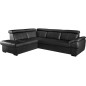 - Canapé d'angle convertible en cuir italien de luxe 5/6 places TONY, avec coffre, noir, angle gauche