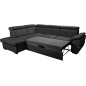 - Canapé d'angle convertible en cuir italien de luxe 5/6 places TONY, avec coffre, noir, angle gauche