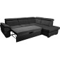 Canapé d'angle convertible en cuir italien de luxe 5/6 places TONY, avec coffre, noir, angle droit