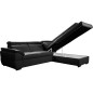 Canapé d'angle convertible en cuir italien de luxe 5/6 places TONY, avec coffre, noir, angle droit