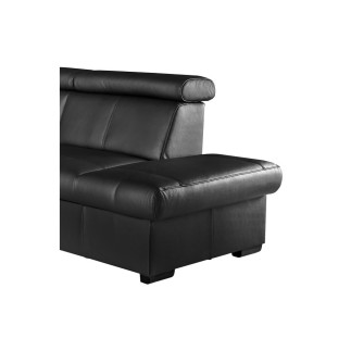 Canapé d'angle convertible en cuir italien de luxe 5/6 places TONY, avec coffre, noir, angle droit