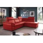 Canapé d'angle convertible en cuir italien de luxe 5/6 places TONY, avec coffre, rouge foncé, angle droit