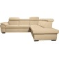 Canapé d'angle convertible en cuir italien de luxe 5/6 places TONY, avec coffre, beige, angle droit
