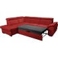Canapé d'angle convertible en cuir italien de luxe 5/6 places TONY, avec coffre, rouge, angle gauche, Rouge foncé