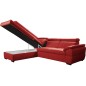 Canapé d'angle convertible en cuir italien de luxe 5/6 places TONY, avec coffre, rouge, angle gauche, Rouge foncé