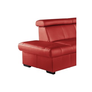 Canapé d'angle convertible en cuir italien de luxe 5/6 places TONY, avec coffre, rouge, angle gauche