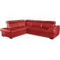 Canapé d'angle convertible en cuir italien de luxe 5/6 places TONY, avec coffre, rouge, angle gauche, Rouge foncé