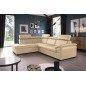 Canapé d'angle convertible en cuir italien de luxe 5/6 places TONY, avec coffre, beige, angle gauche