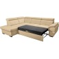 Canapé d'angle convertible en cuir italien de luxe 5/6 places TONY, avec coffre, beige, angle gauche