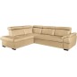 Canapé d'angle convertible en cuir italien de luxe 5/6 places TONY, avec coffre, beige, angle gauche