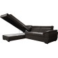Canapé d'angle convertible en cuir italien de luxe 5/6 places TONY, avec coffre, chocolat, angle gauche
