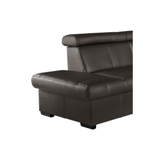 Canapé d'angle convertible en cuir italien de luxe 5/6 places TONY, avec coffre, chocolat, angle gauche