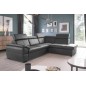 Canapé d'angle convertible en cuir italien de luxe 5/6 places TONY, avec coffre, gris foncé, angle droit
