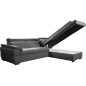 Canapé d'angle convertible en cuir italien de luxe 5/6 places TONY, avec coffre, gris foncé, angle droit