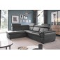 - Canapé d'angle convertible en cuir italien de luxe 5/6 places TONY, avec coffre, gris foncé, angle gauche