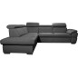 - Canapé d'angle convertible en cuir italien de luxe 5/6 places TONY, avec coffre, gris foncé, angle gauche