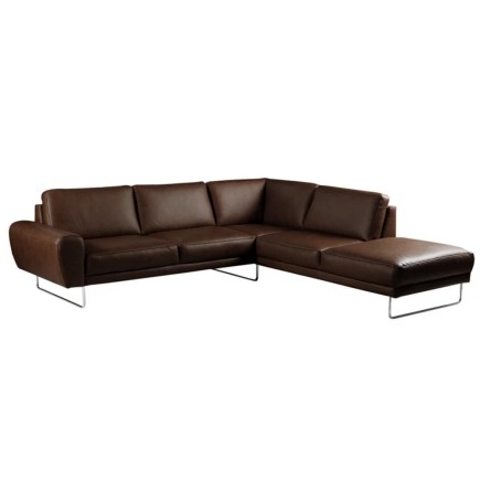 Canapé d'angle en 100% TOUT cuir italien de prestige 6/7 places SPENCER, chocolat, angle droit