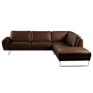 Canapé d'angle en 100% TOUT cuir italien de prestige 6/7 places SPENCER, chocolat, angle droit