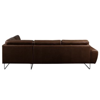Canapé d'angle en 100% TOUT cuir italien de prestige 6/7 places SPENCER, chocolat, angle droit