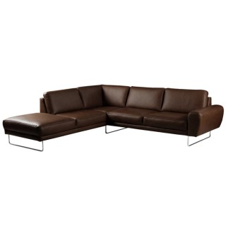 Canapé d'angle en 100% TOUT cuir italien de prestige 6/7 places SPENCER, chocolat, angle gauche