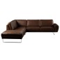 Canapé d'angle en 100% TOUT cuir italien de prestige 6/7 places SPENCER, chocolat, angle gauche