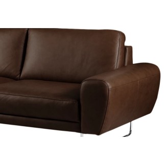 Canapé d'angle en 100% TOUT cuir italien de prestige 6/7 places SPENCER, chocolat, angle gauche