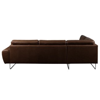 Canapé d'angle en 100% TOUT cuir italien de prestige 6/7 places SPENCER, chocolat, angle gauche