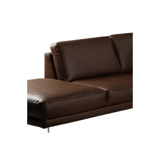 Canapé d'angle en 100% TOUT cuir italien de prestige 6/7 places SPENCER, chocolat, angle gauche
