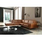 - Canapé d'angle en 100% TOUT cuir italien de prestige 6/7 places SPENCER, marron cognac, angle gauche