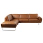 - Canapé d'angle en 100% TOUT cuir italien de prestige 6/7 places SPENCER, marron cognac, angle gauche