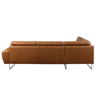 - Canapé d'angle en 100% TOUT cuir italien de prestige 6/7 places SPENCER, marron cognac, angle gauche