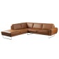 - Canapé d'angle en 100% TOUT cuir italien de prestige 6/7 places SPENCER, marron cognac, angle gauche