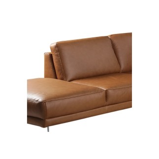 - Canapé d'angle en 100% TOUT cuir italien de prestige 6/7 places SPENCER, marron cognac, angle gauche