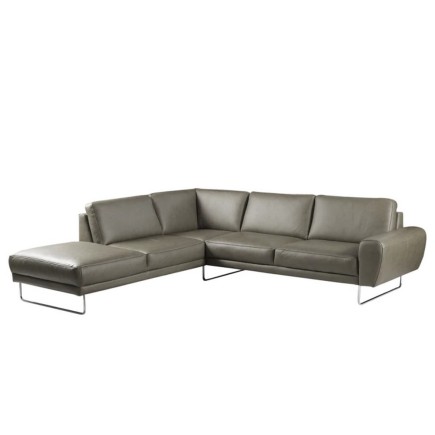 Canapé d'angle en 100% TOUT cuir italien de prestige 6/7 places SPENCER, gris, angle gauche