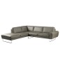 Canapé d'angle en 100% TOUT cuir italien de prestige 6/7 places SPENCER, gris, angle gauche
