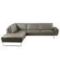 Canapé d'angle en 100% TOUT cuir italien de prestige 6/7 places SPENCER, gris, angle gauche